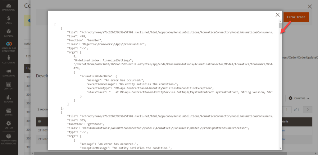 Trace Error opening the JSON file